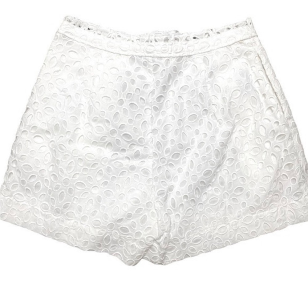 NWT J. Crew Embroidered Eyelet White Shorts with Tie Waist, Size 4